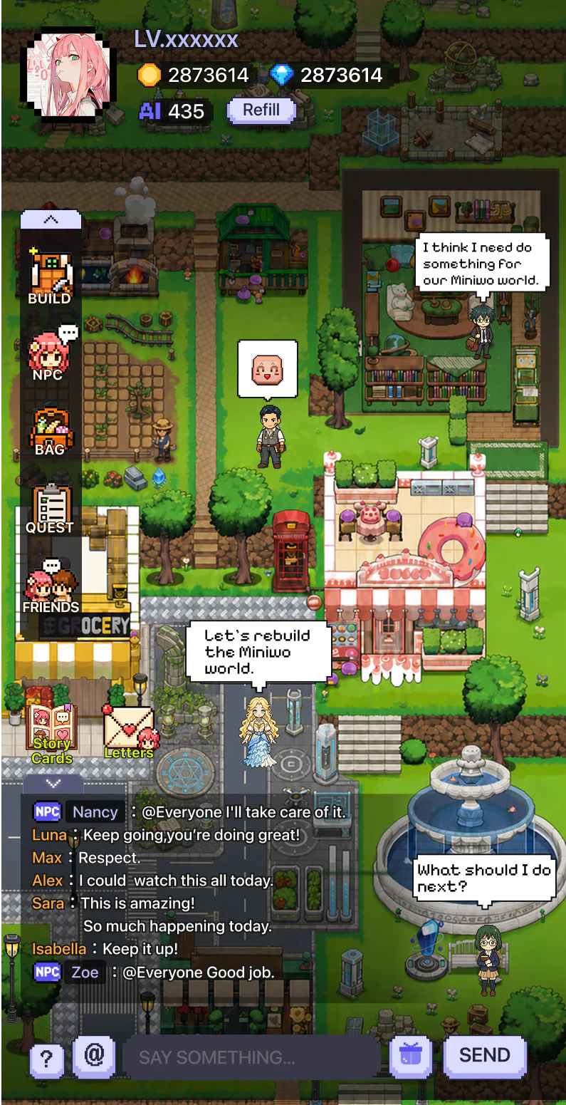 Live interaction inside a Miniwo world